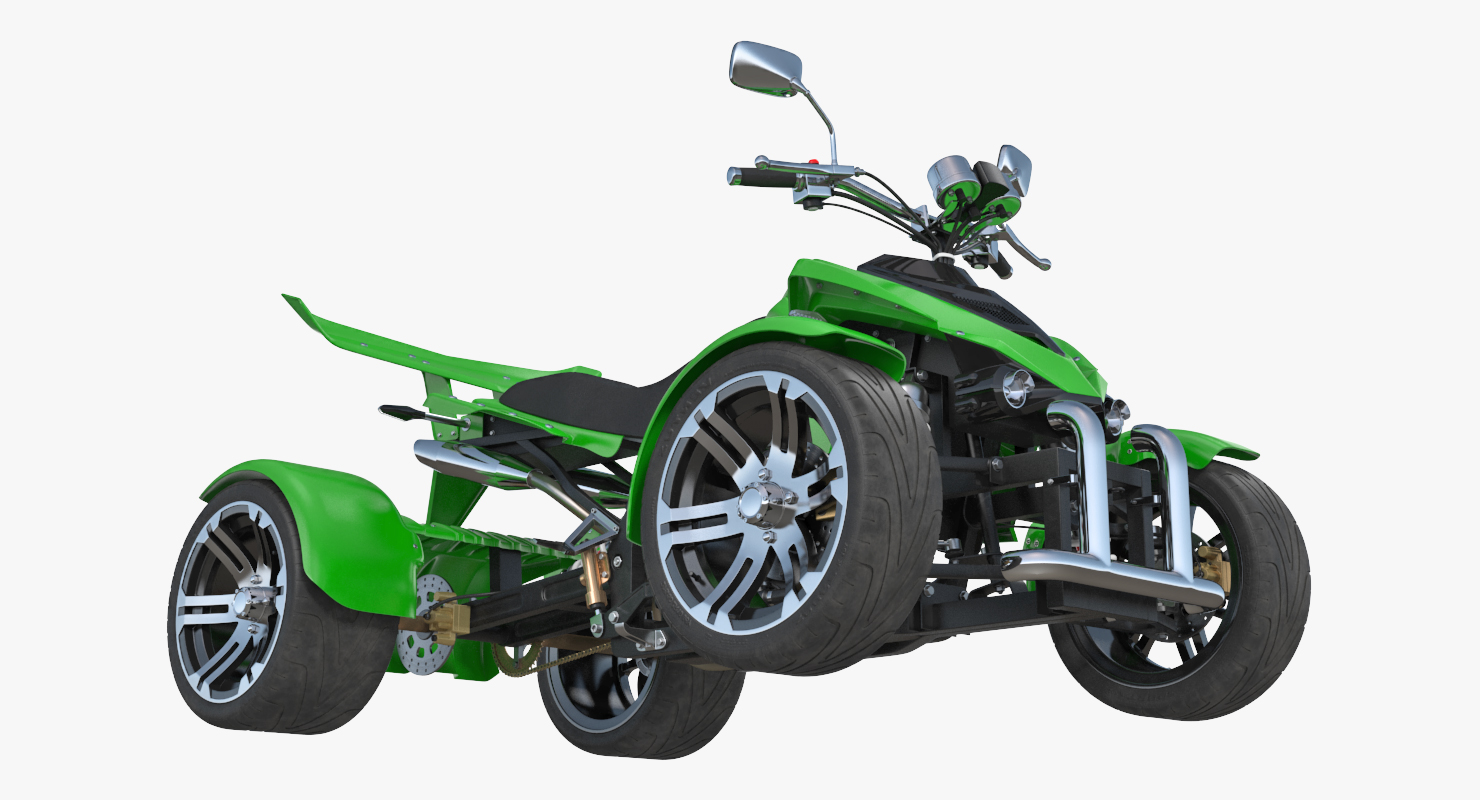 Quad Bike Spy Racing 350CC Buggy ATV Green Rigged 3D model