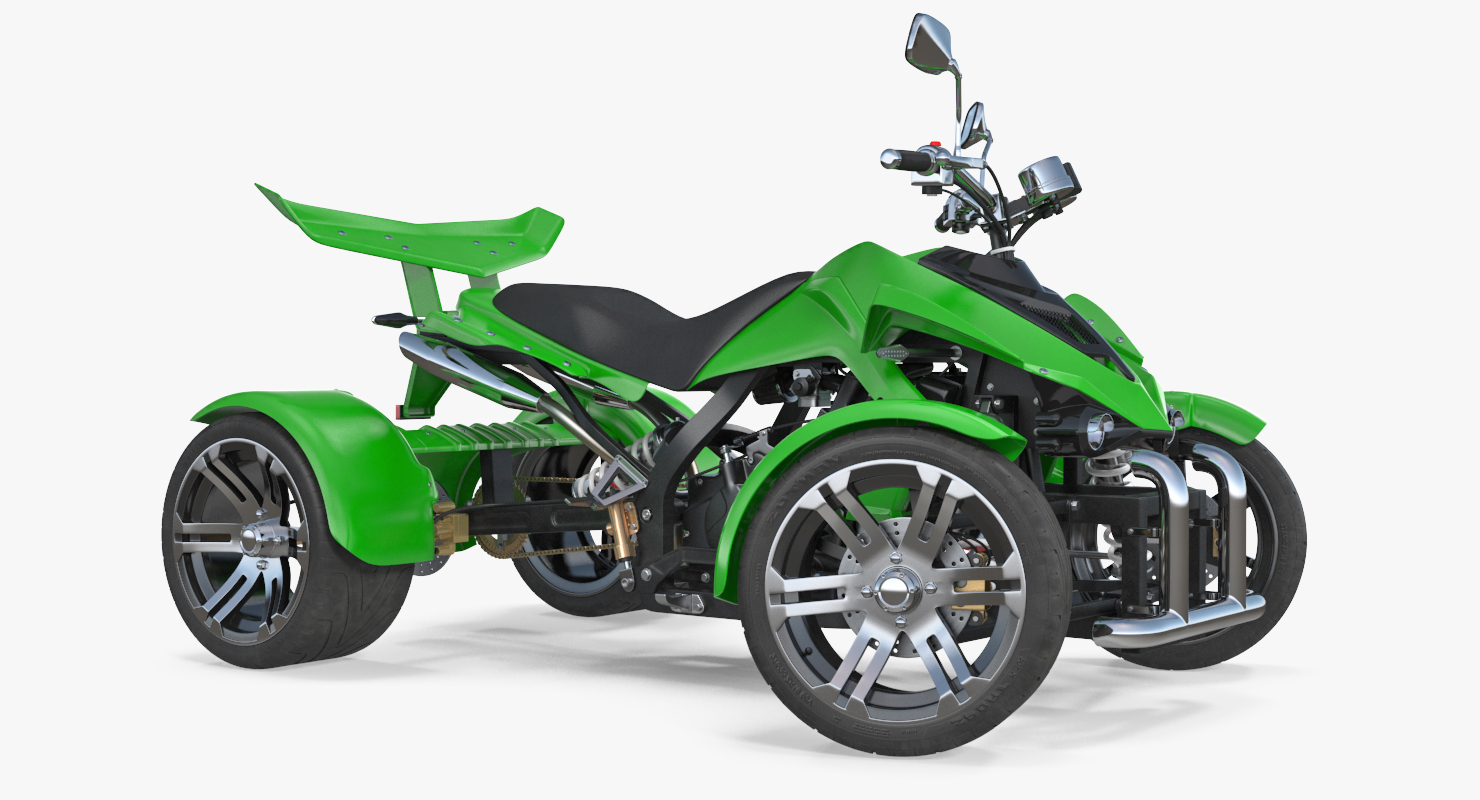 Quad Bike Spy Racing 350CC Buggy ATV Green Rigged 3D model