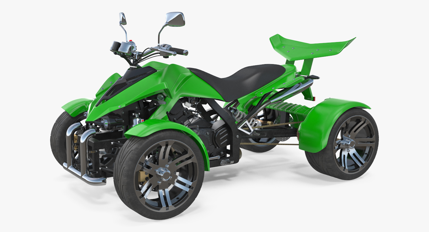 Quad Bike Spy Racing 350CC Buggy ATV Green Rigged 3D model