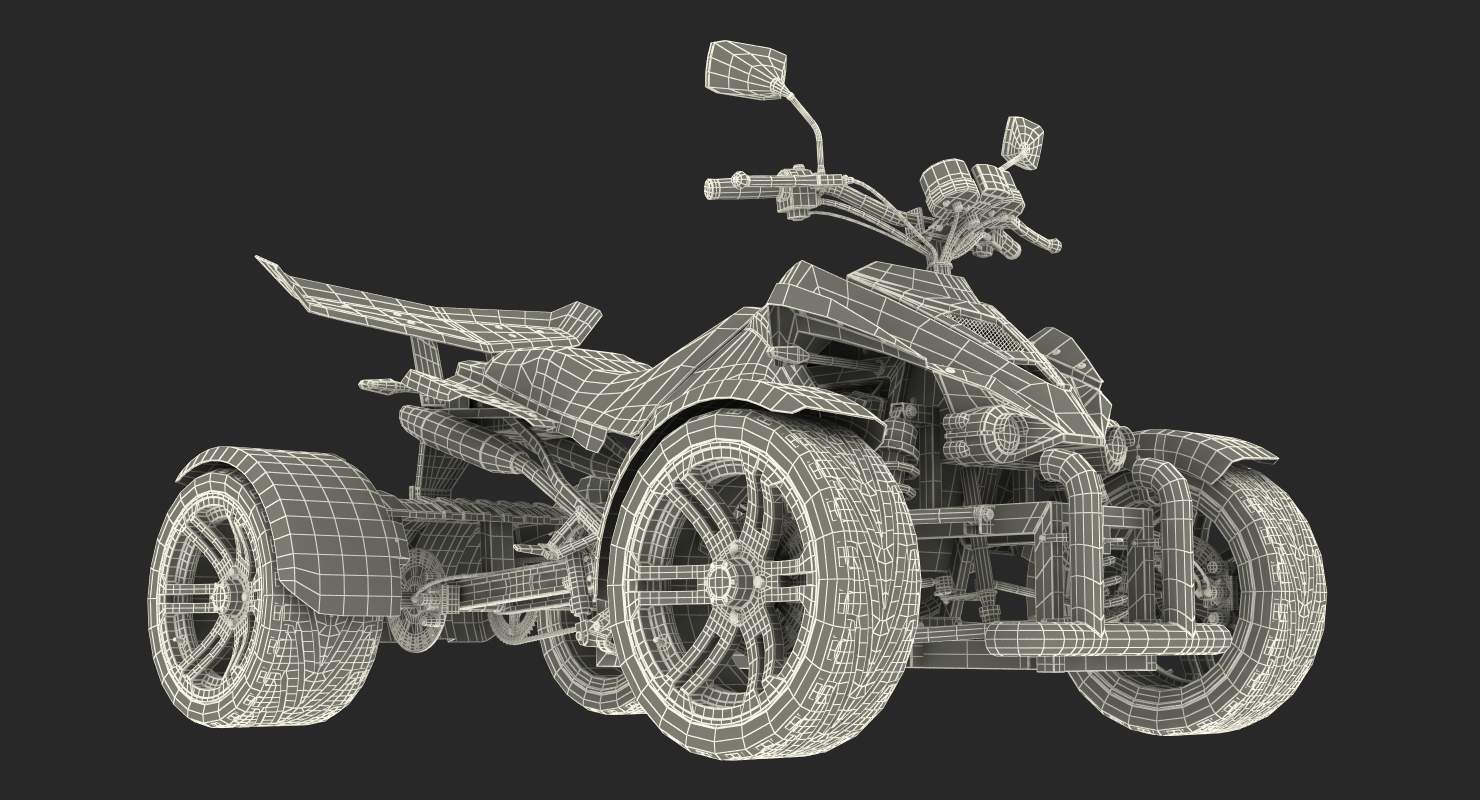 Quad Bike Spy Racing 350CC Buggy ATV Green Rigged 3D model