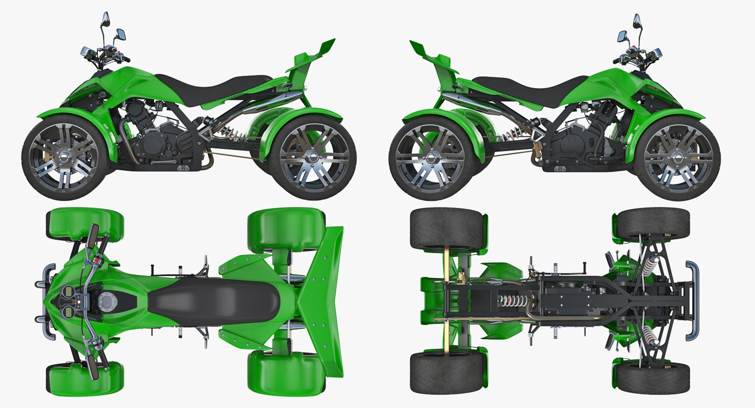 Quad Bike Spy Racing 350CC Buggy ATV Green Rigged 3D model