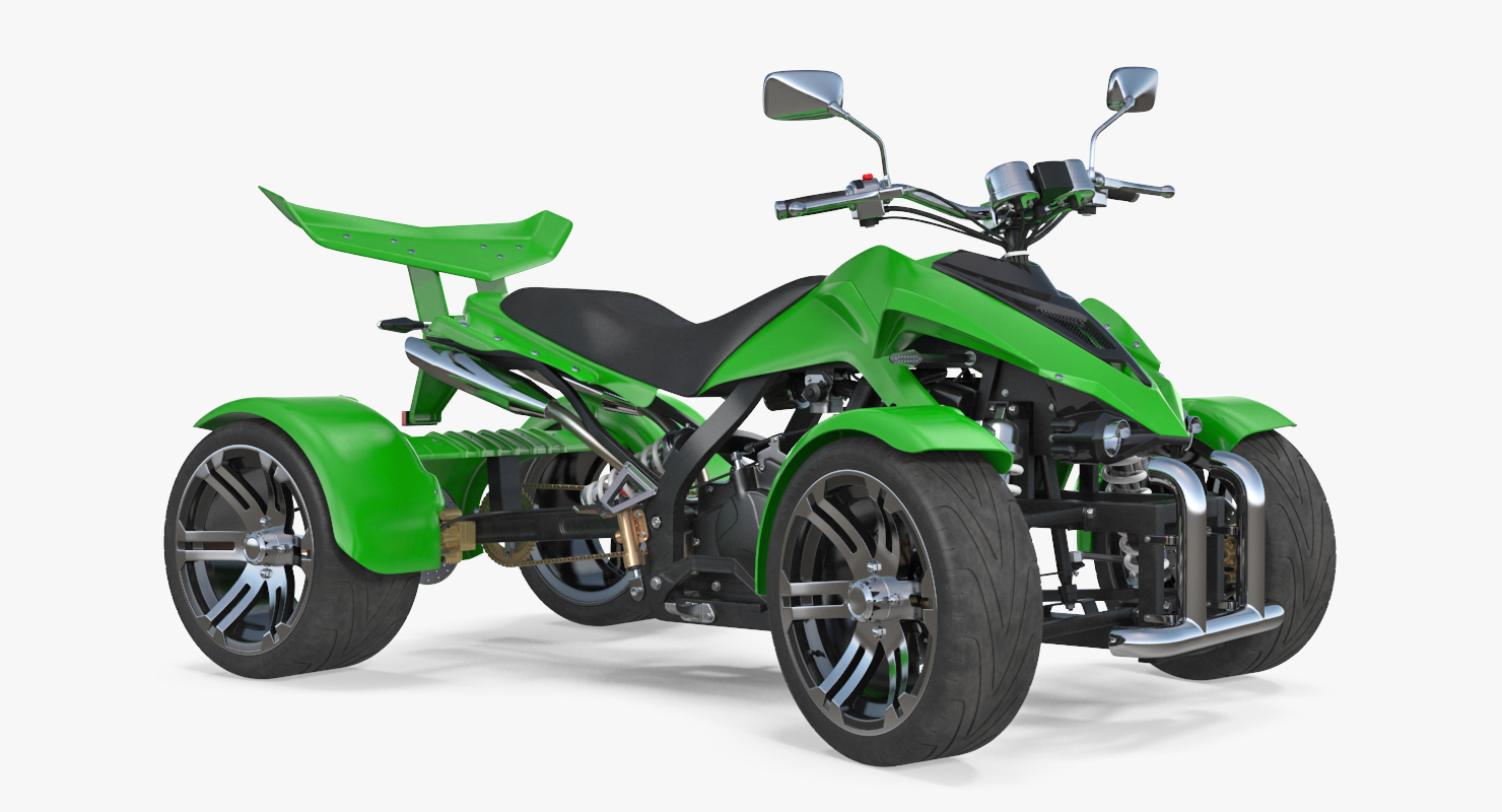 Quad Bike Spy Racing 350CC Buggy ATV Green Rigged 3D model