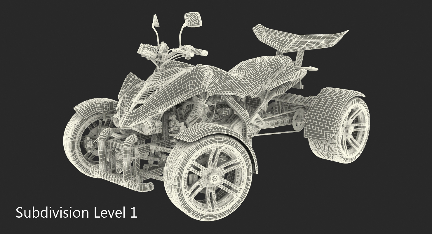 Quad Bike Spy Racing 350CC Buggy ATV Green Rigged 3D model