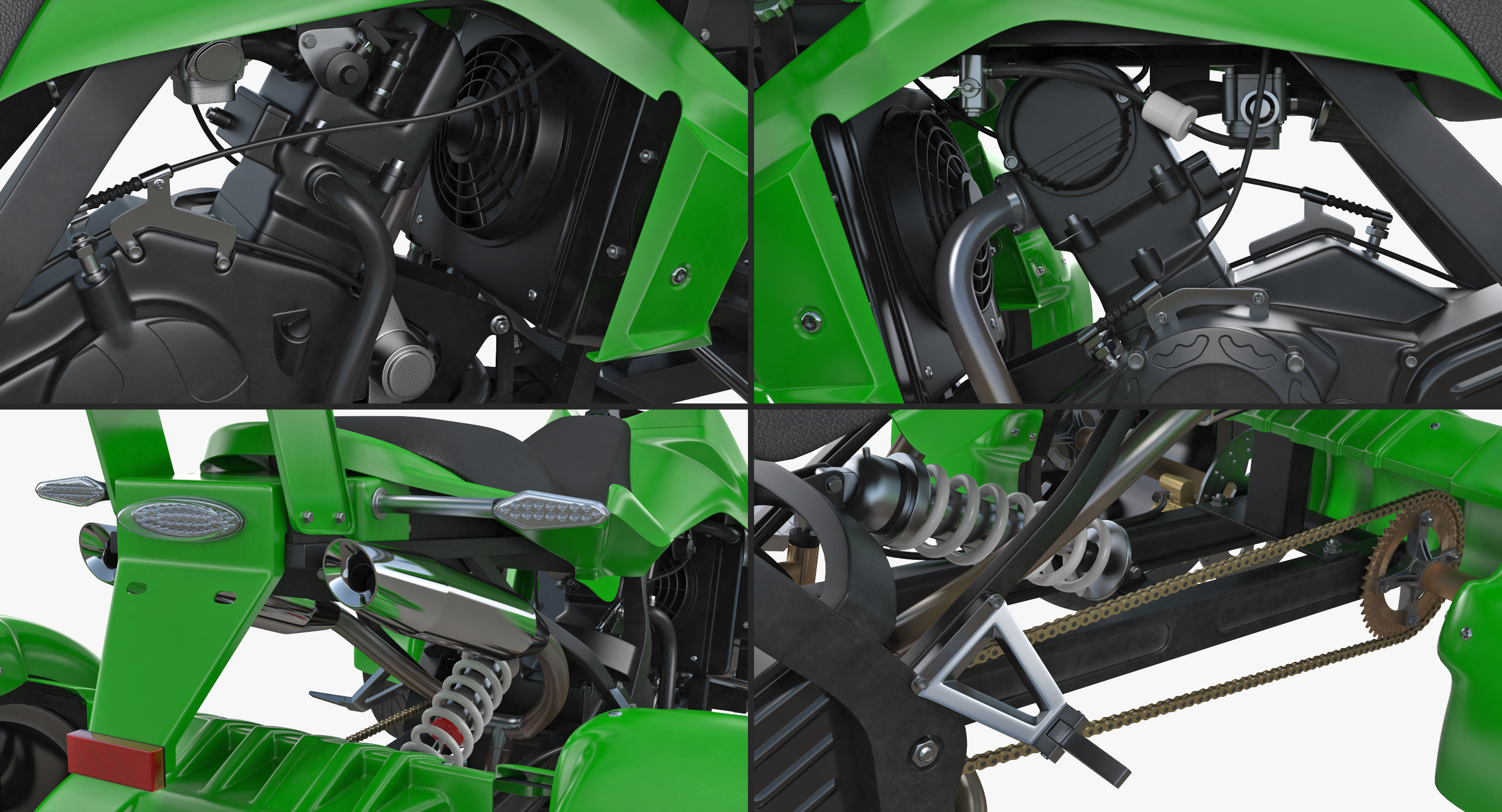 Quad Bike Spy Racing 350CC Buggy ATV Green Rigged 3D model