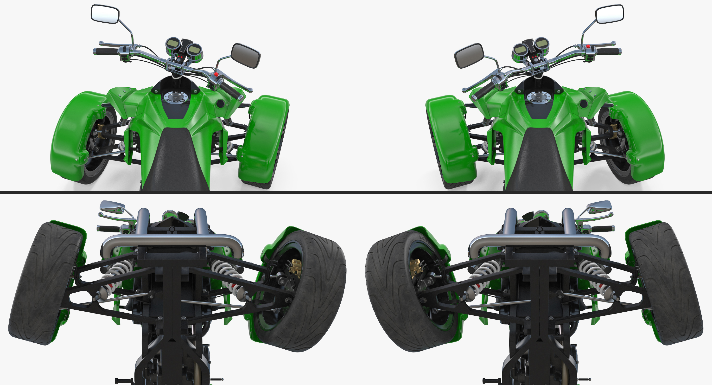Quad Bike Spy Racing 350CC Buggy ATV Green Rigged 3D model
