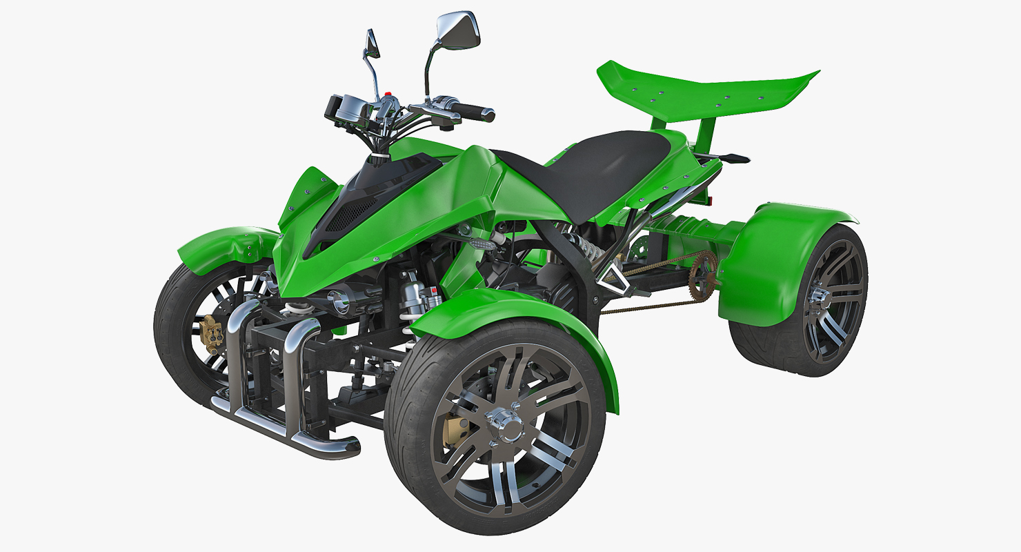 Quad Bike Spy Racing 350CC Buggy ATV Green Rigged 3D model
