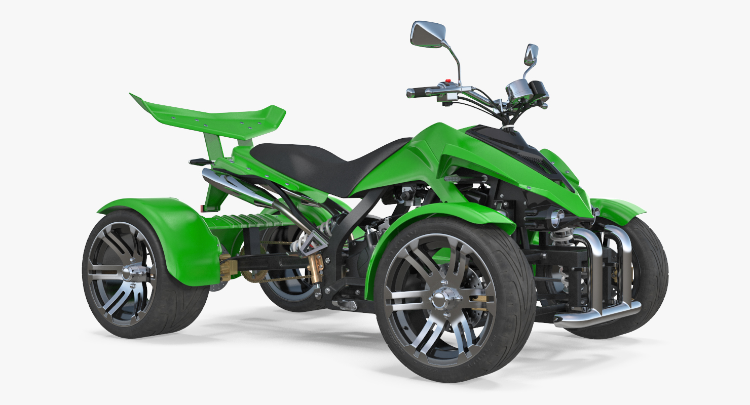 Quad Bike Spy Racing 350CC Buggy ATV Green Rigged 3D model