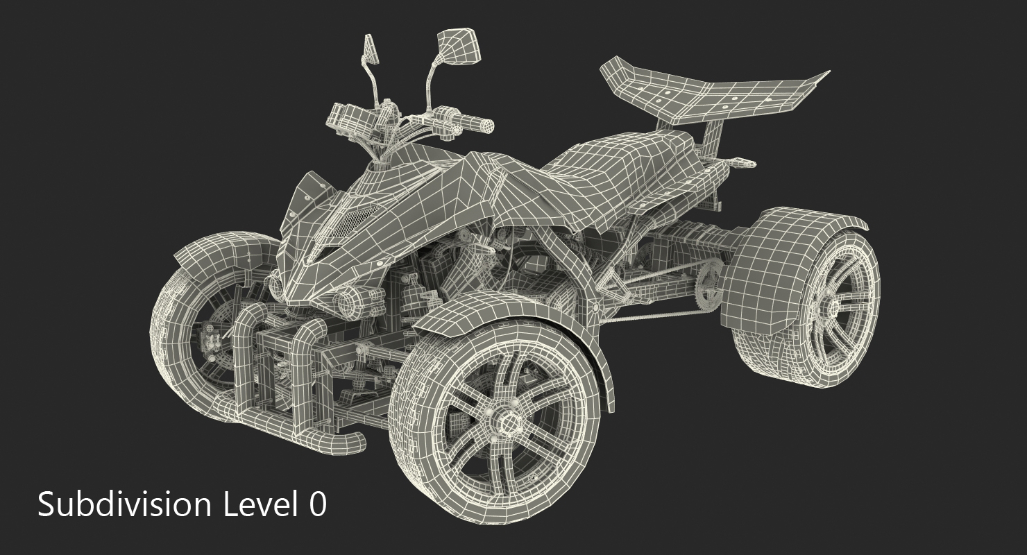 Quad Bike Spy Racing 350CC Buggy ATV Green Rigged 3D model