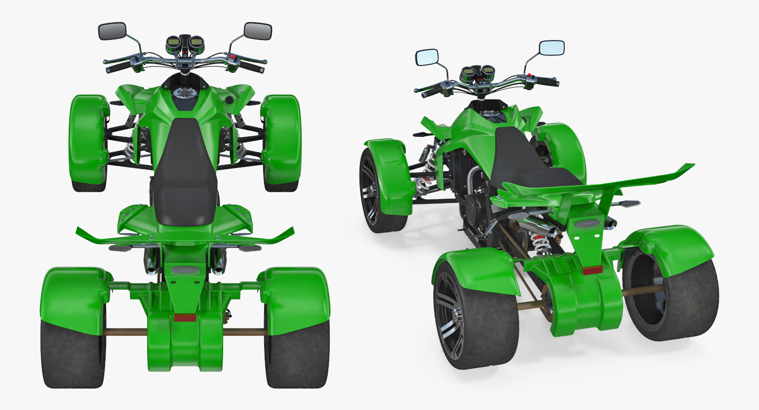 Quad Bike Spy Racing 350CC Buggy ATV Green Rigged 3D model