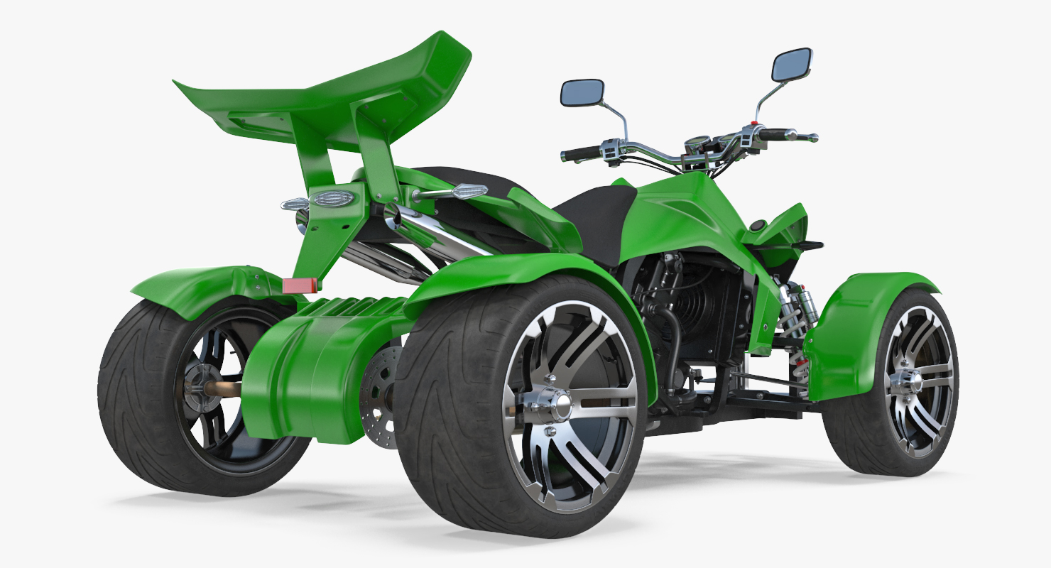 Quad Bike Spy Racing 350CC Buggy ATV Green Rigged 3D model