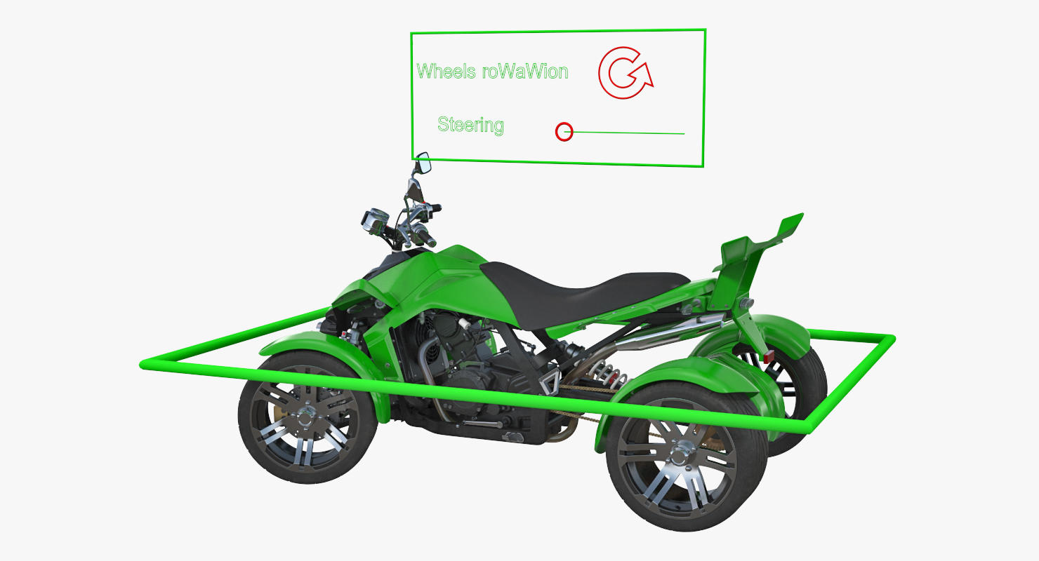 Quad Bike Spy Racing 350CC Buggy ATV Green Rigged 3D model