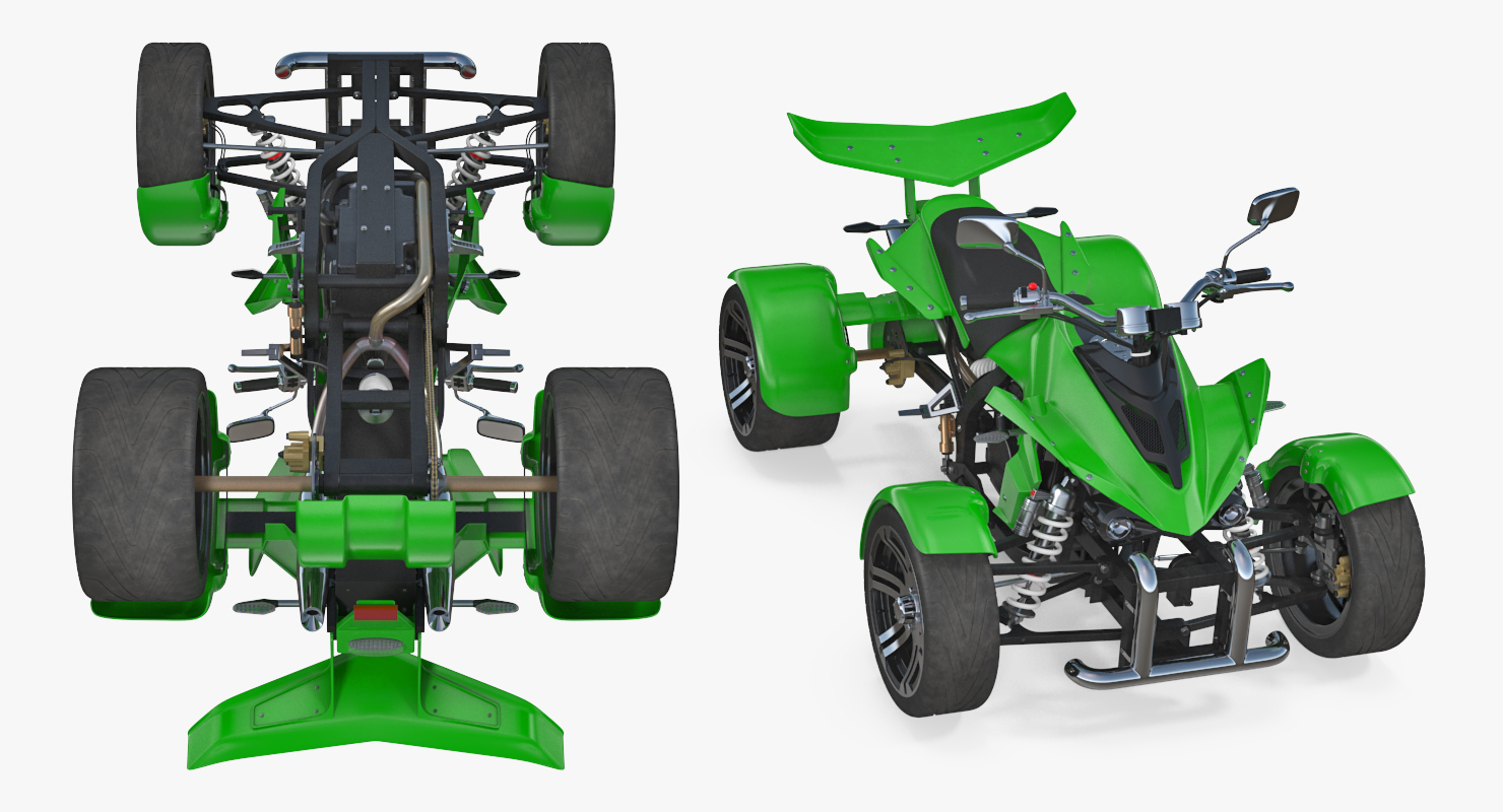 Quad Bike Spy Racing 350CC Buggy ATV Green Rigged 3D model