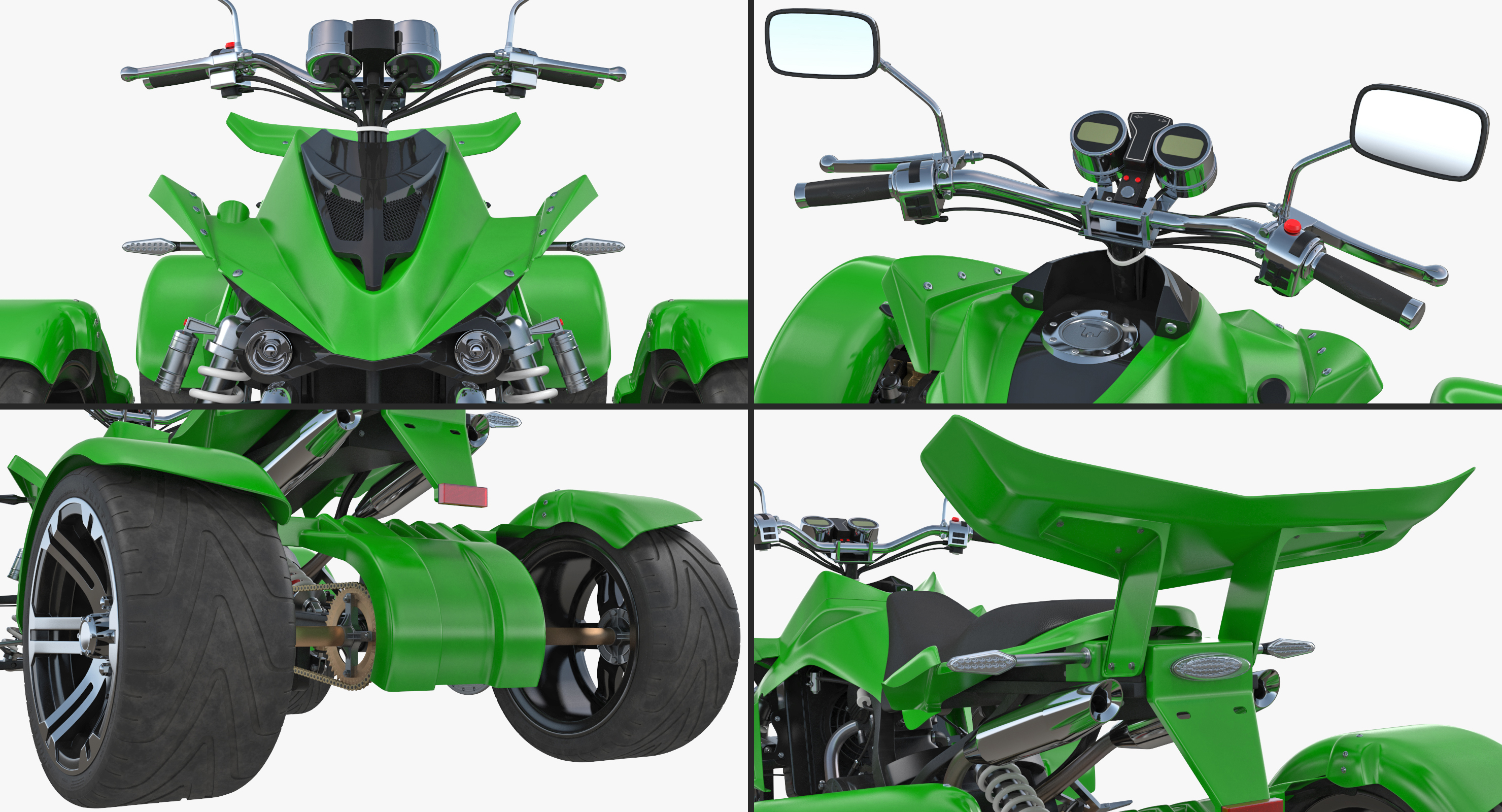 Quad Bike Spy Racing 350CC Buggy ATV Green Rigged 3D model