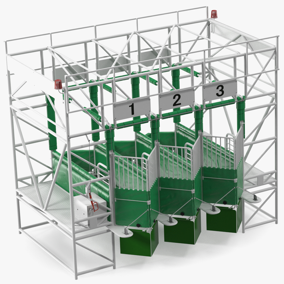 Horse Starting Gates for 3 Places Rigged for Maya 3D model