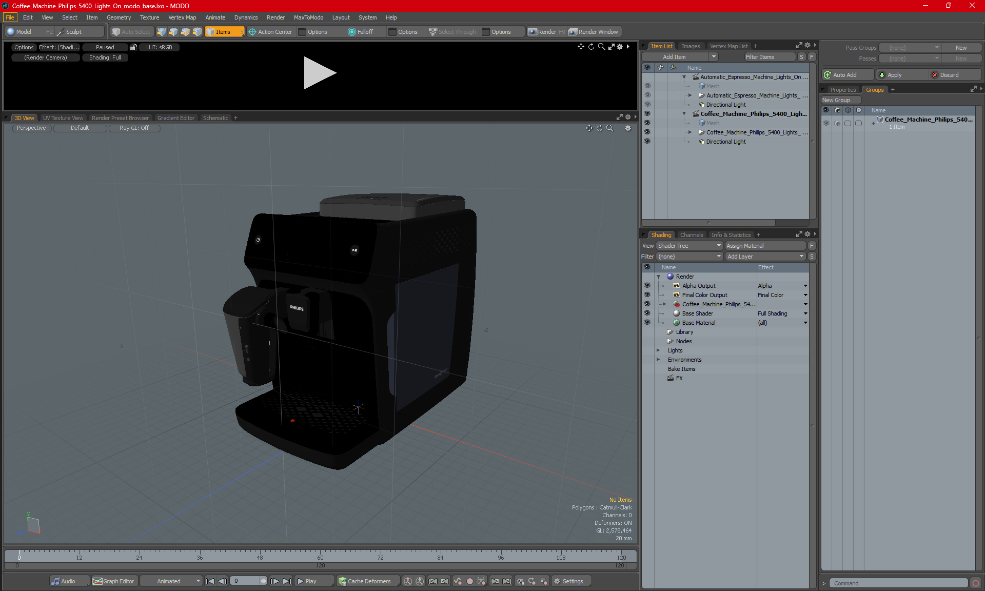 Coffee Machine Philips 5400 Lights On 3D