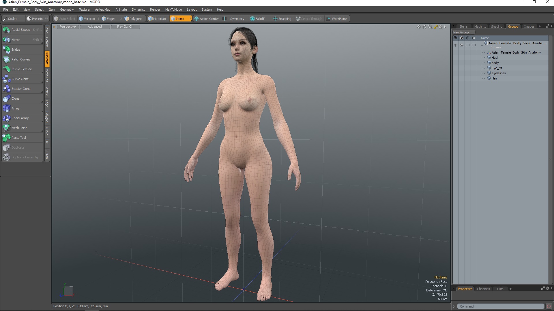 3D model Asian Female Body Skin Anatomy