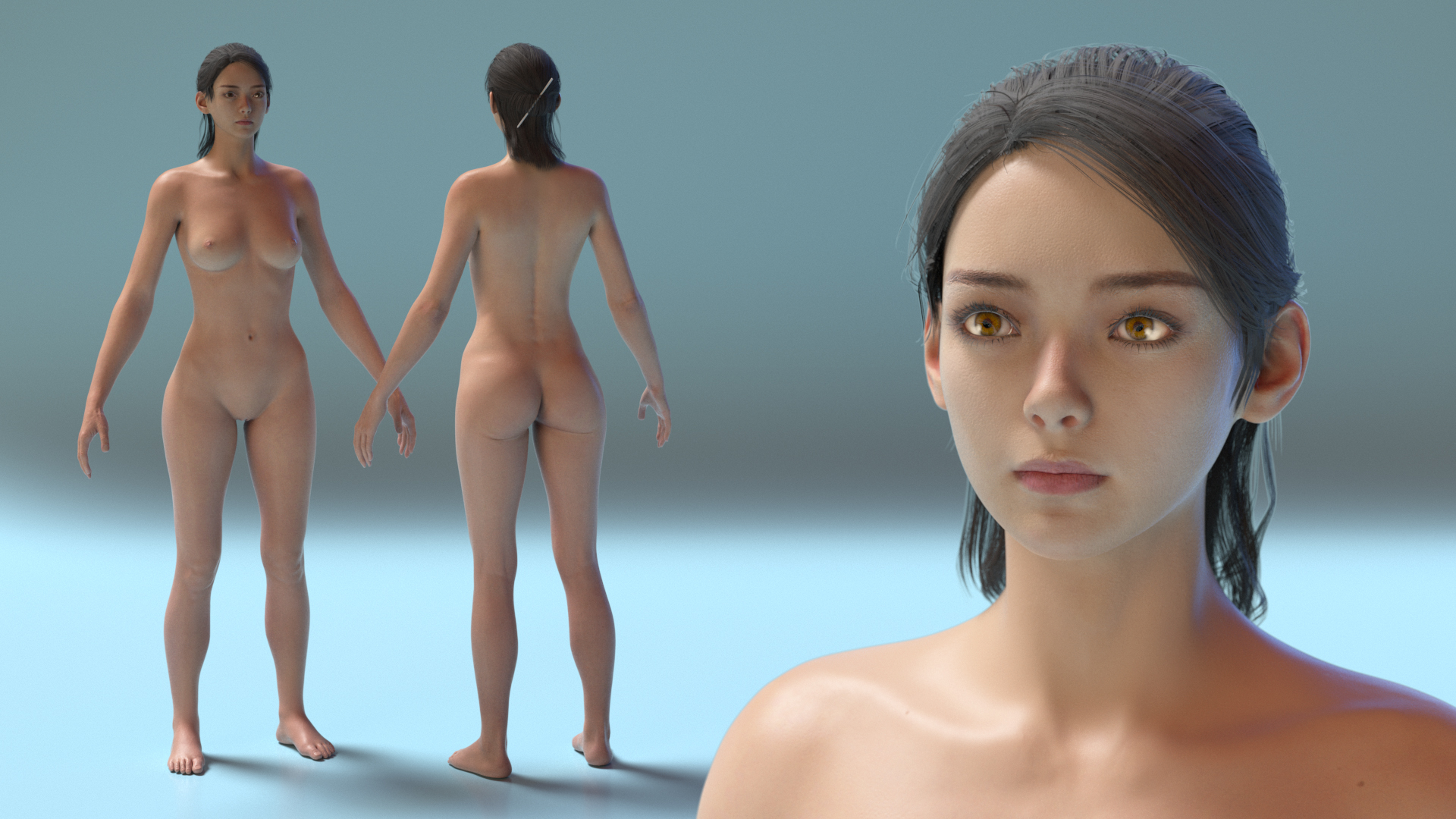 3D model Asian Female Body Skin Anatomy