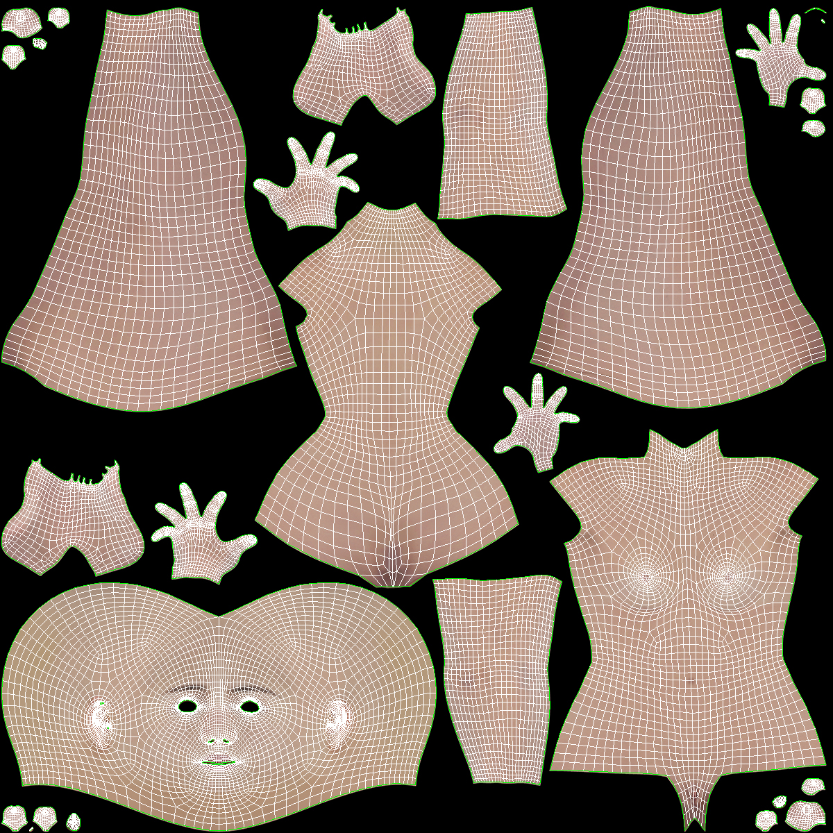 3D model Asian Female Body Skin Anatomy
