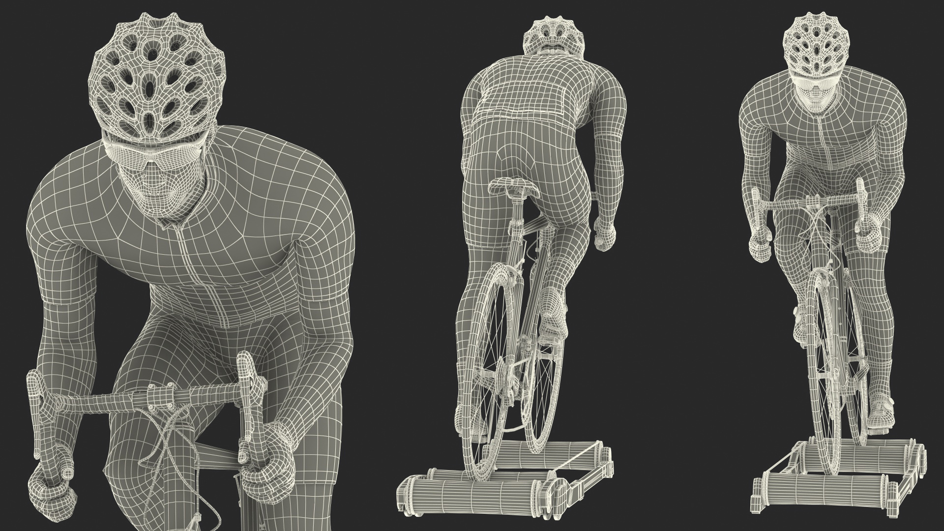 3D Bicyclist Riding Tacx Galaxia Advanced Roller Trainer model