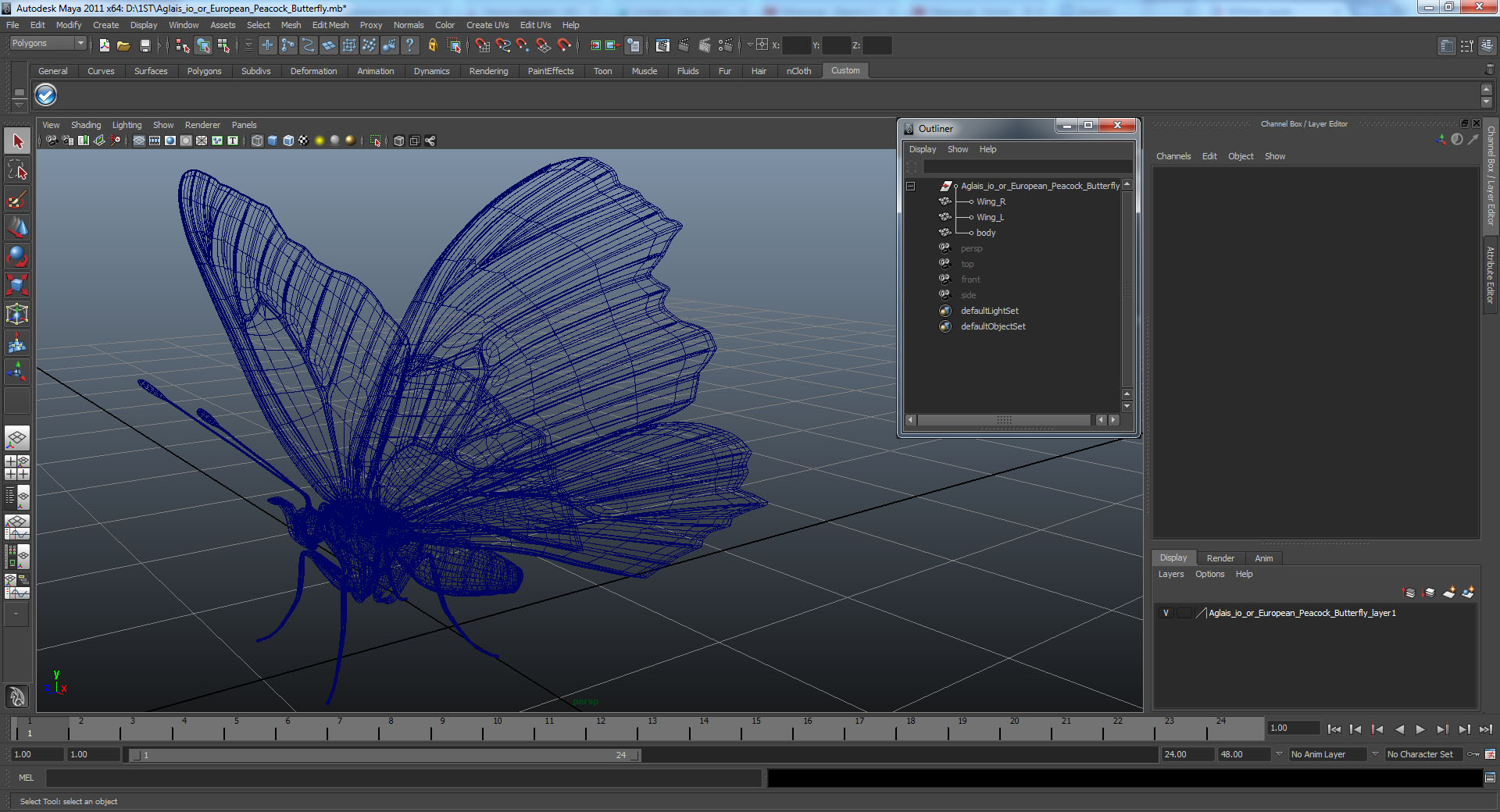 Aglais io or European Peacock Butterfly 3D model