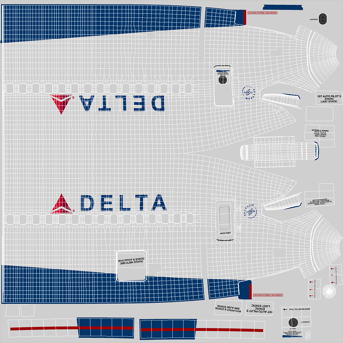 3D Boeing 737 900 ER Delta with Inflatable Evacuation Sliders model