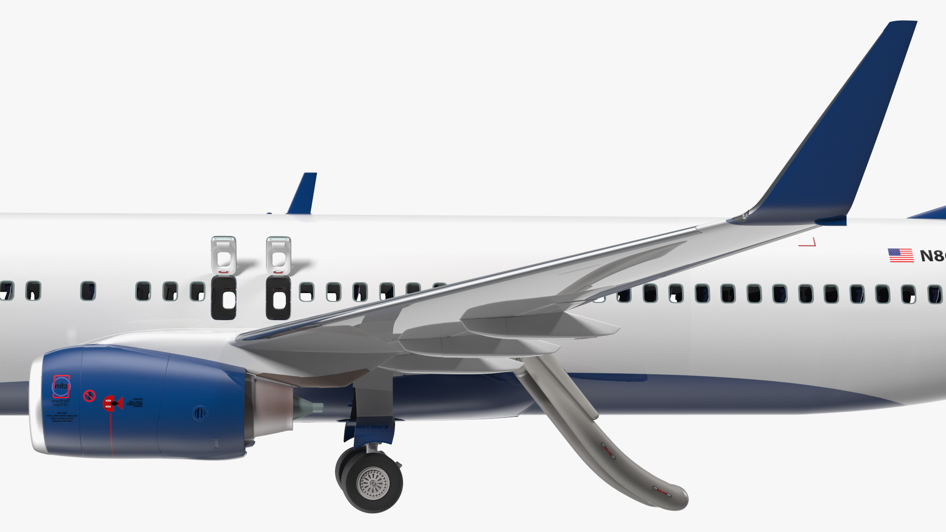 3D Boeing 737 900 ER Delta with Inflatable Evacuation Sliders model
