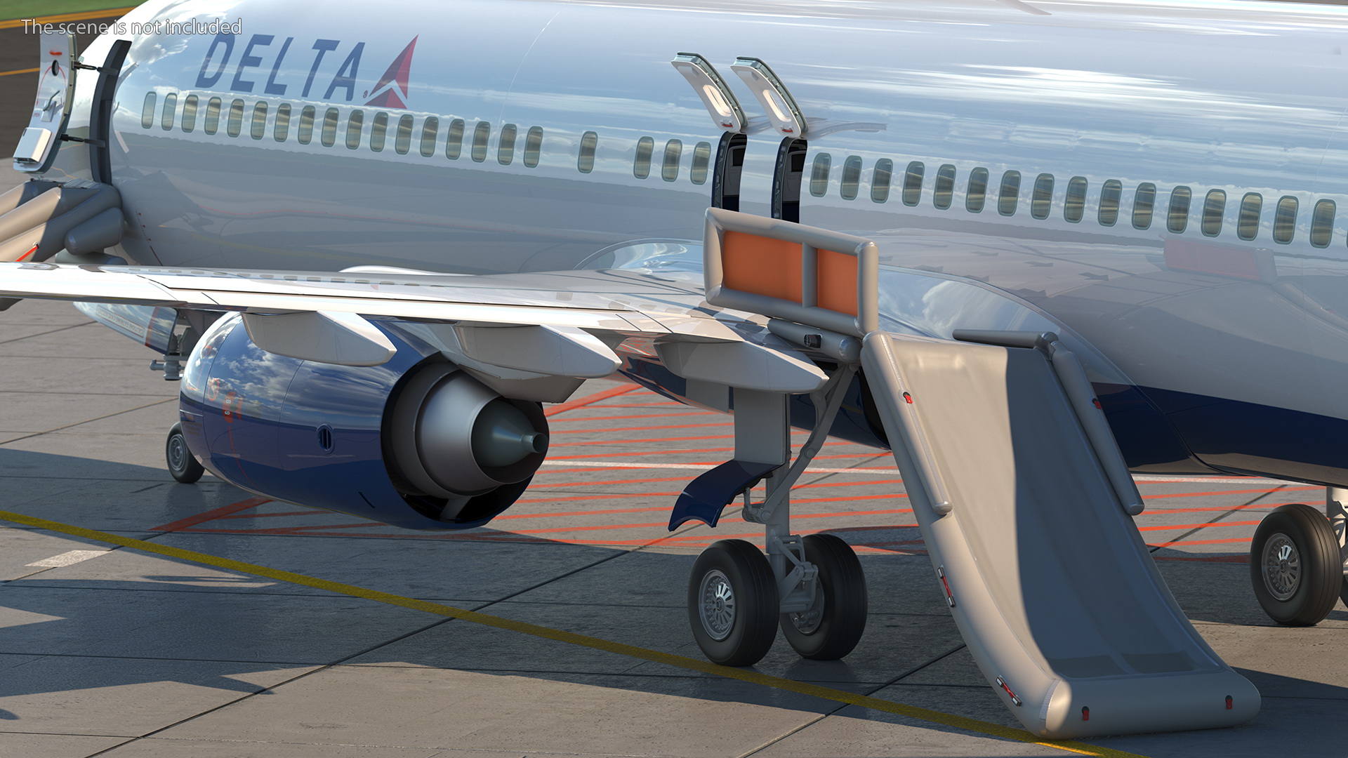 3D Boeing 737 900 ER Delta with Inflatable Evacuation Sliders model