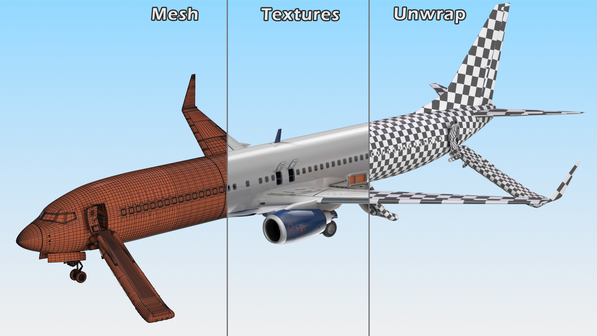 3D Boeing 737 900 ER Delta with Inflatable Evacuation Sliders model