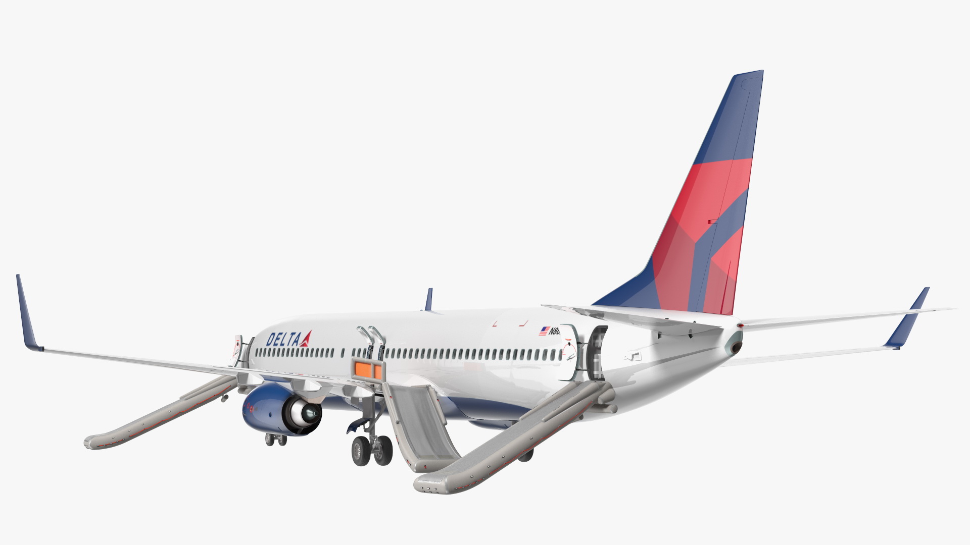 3D Boeing 737 900 ER Delta with Inflatable Evacuation Sliders model
