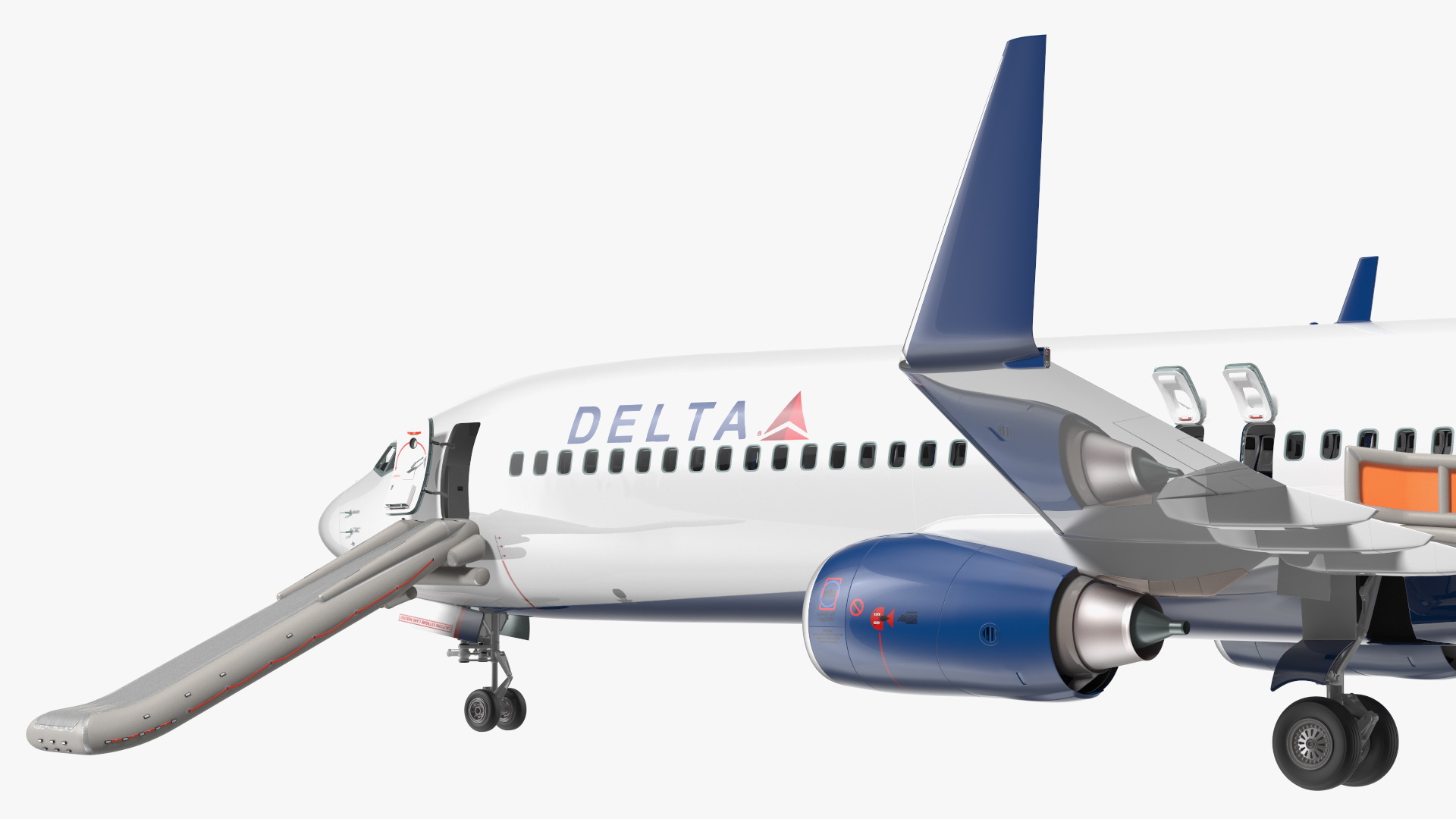 3D Boeing 737 900 ER Delta with Inflatable Evacuation Sliders model
