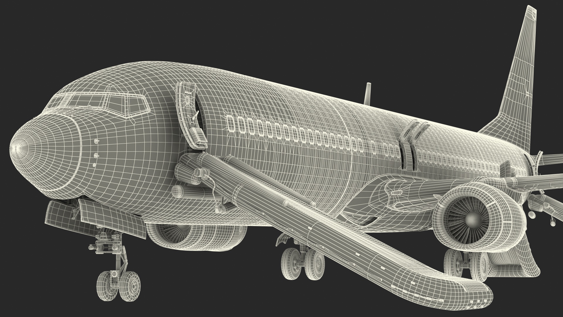 3D Boeing 737 900 ER Delta with Inflatable Evacuation Sliders model