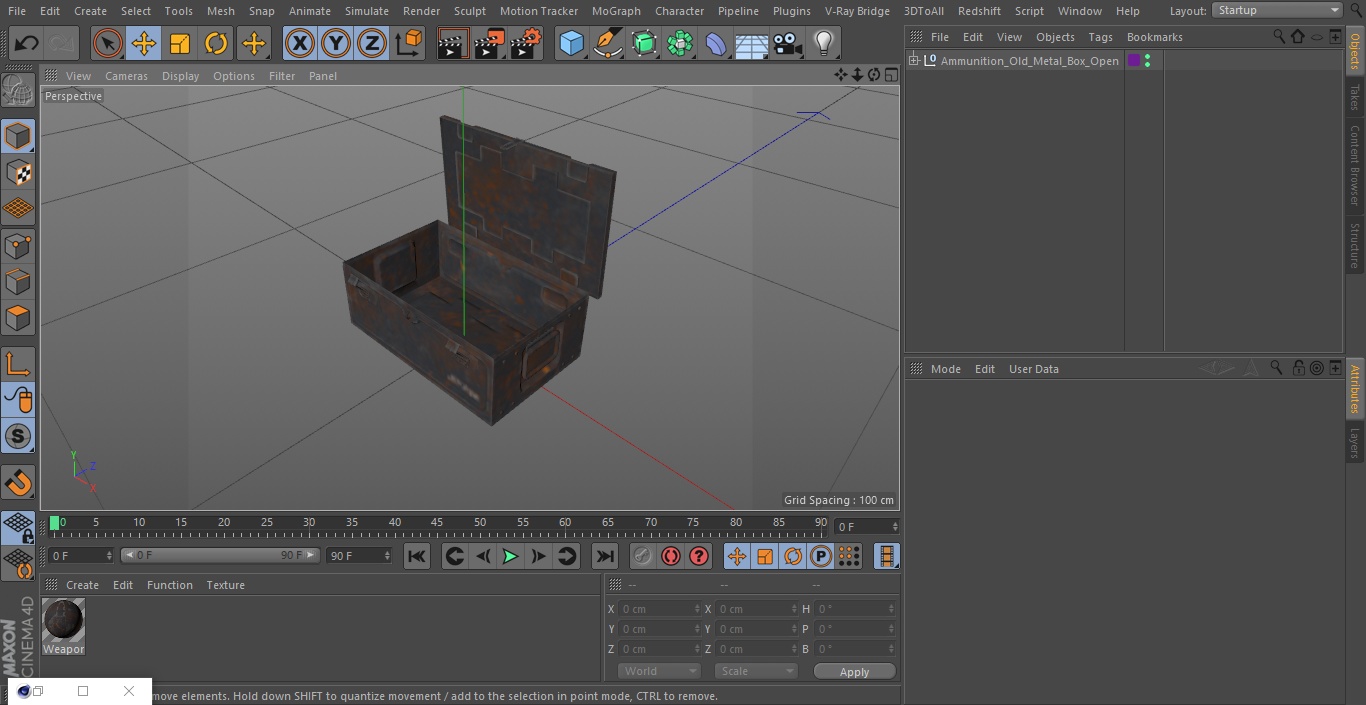 Ammunition Old Metal Box Open 3D model