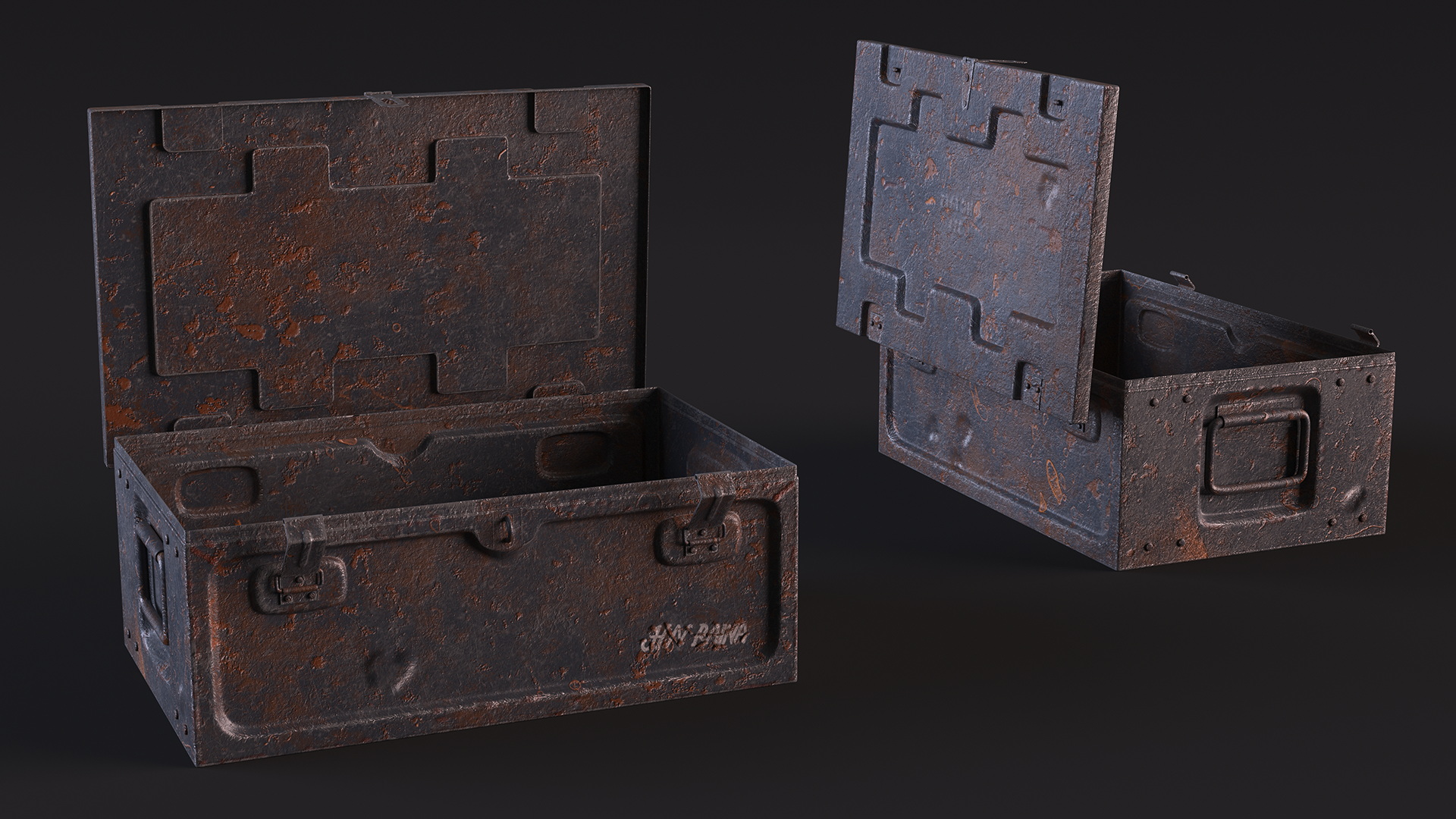 Ammunition Old Metal Box Open 3D model