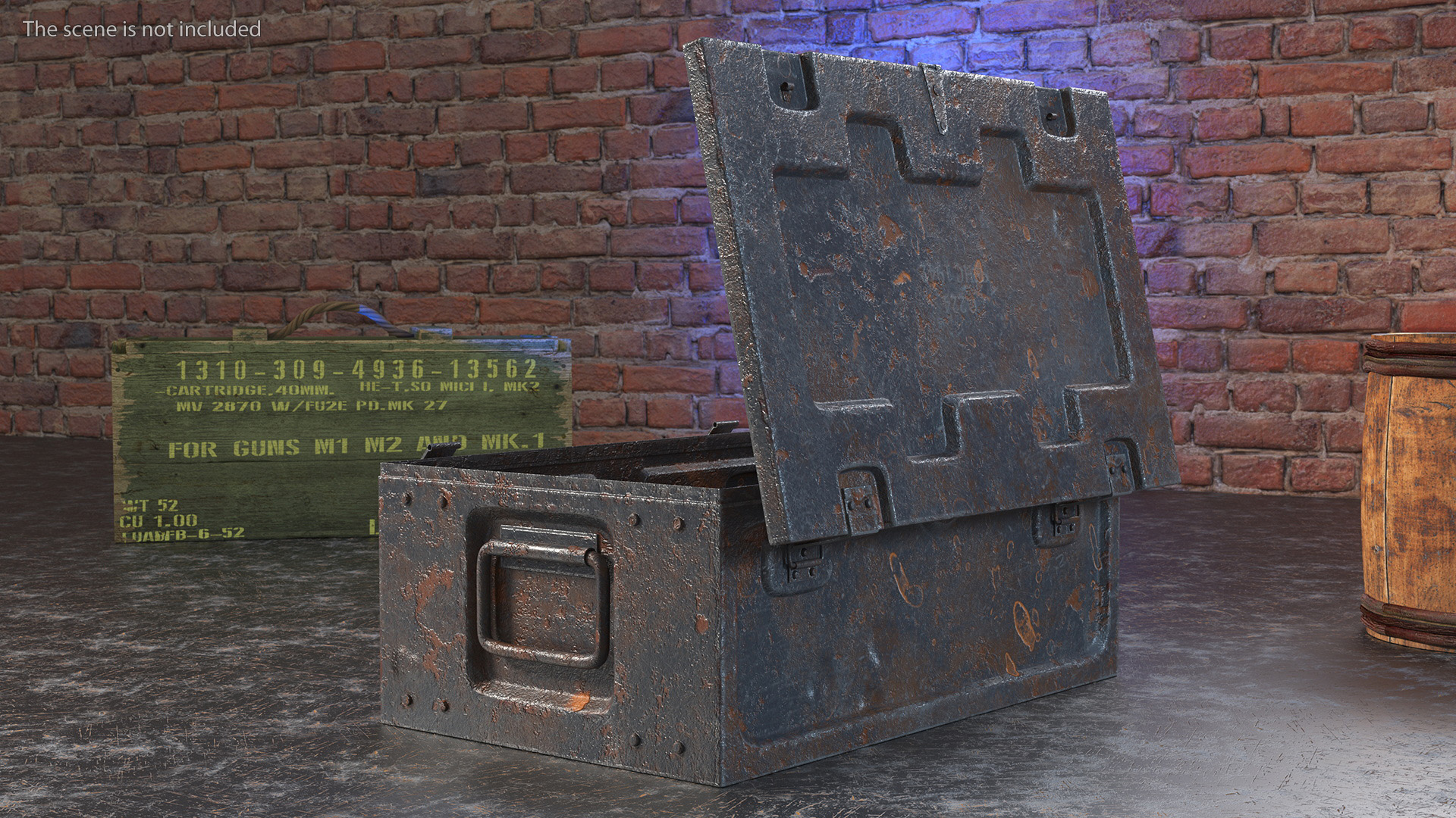 Ammunition Old Metal Box Open 3D model