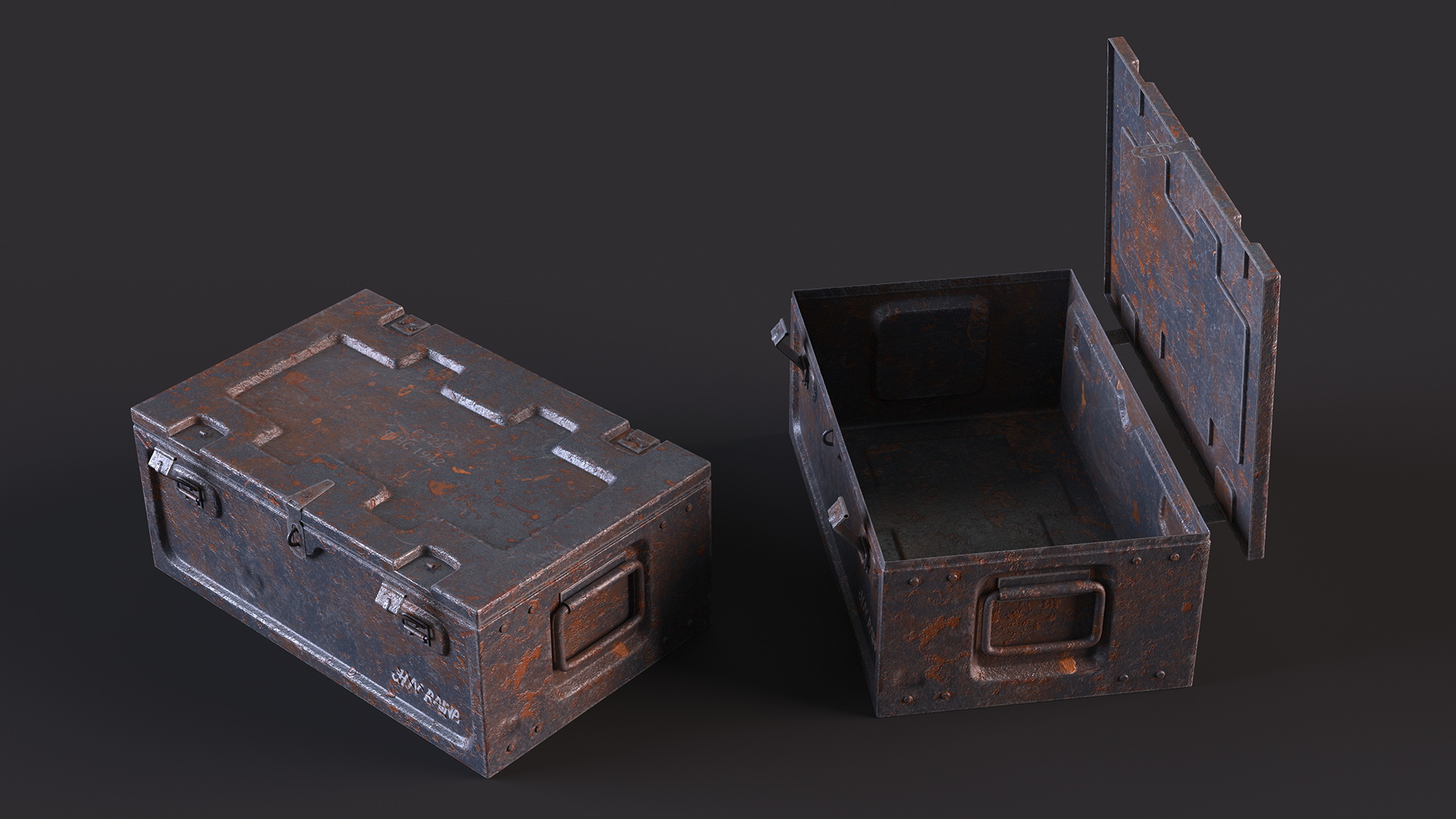 Ammunition Old Metal Box Open 3D model