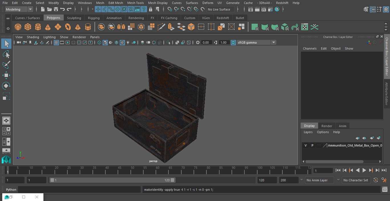 Ammunition Old Metal Box Open 3D model