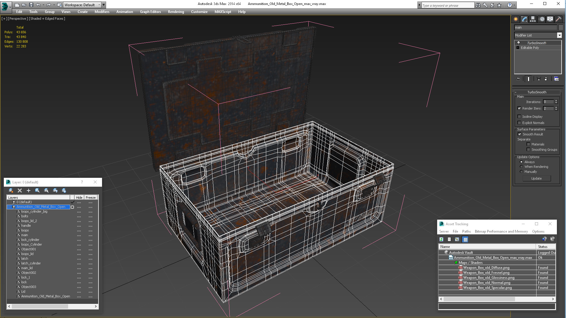 Ammunition Old Metal Box Open 3D model