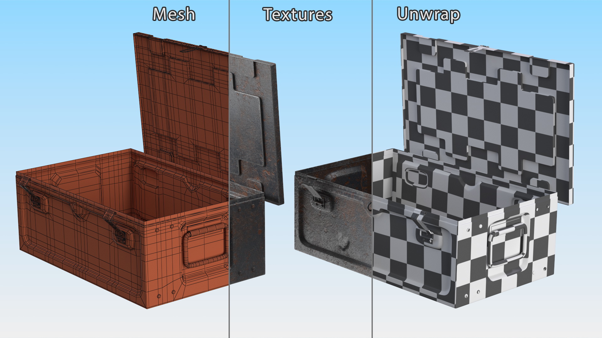 Ammunition Old Metal Box Open 3D model