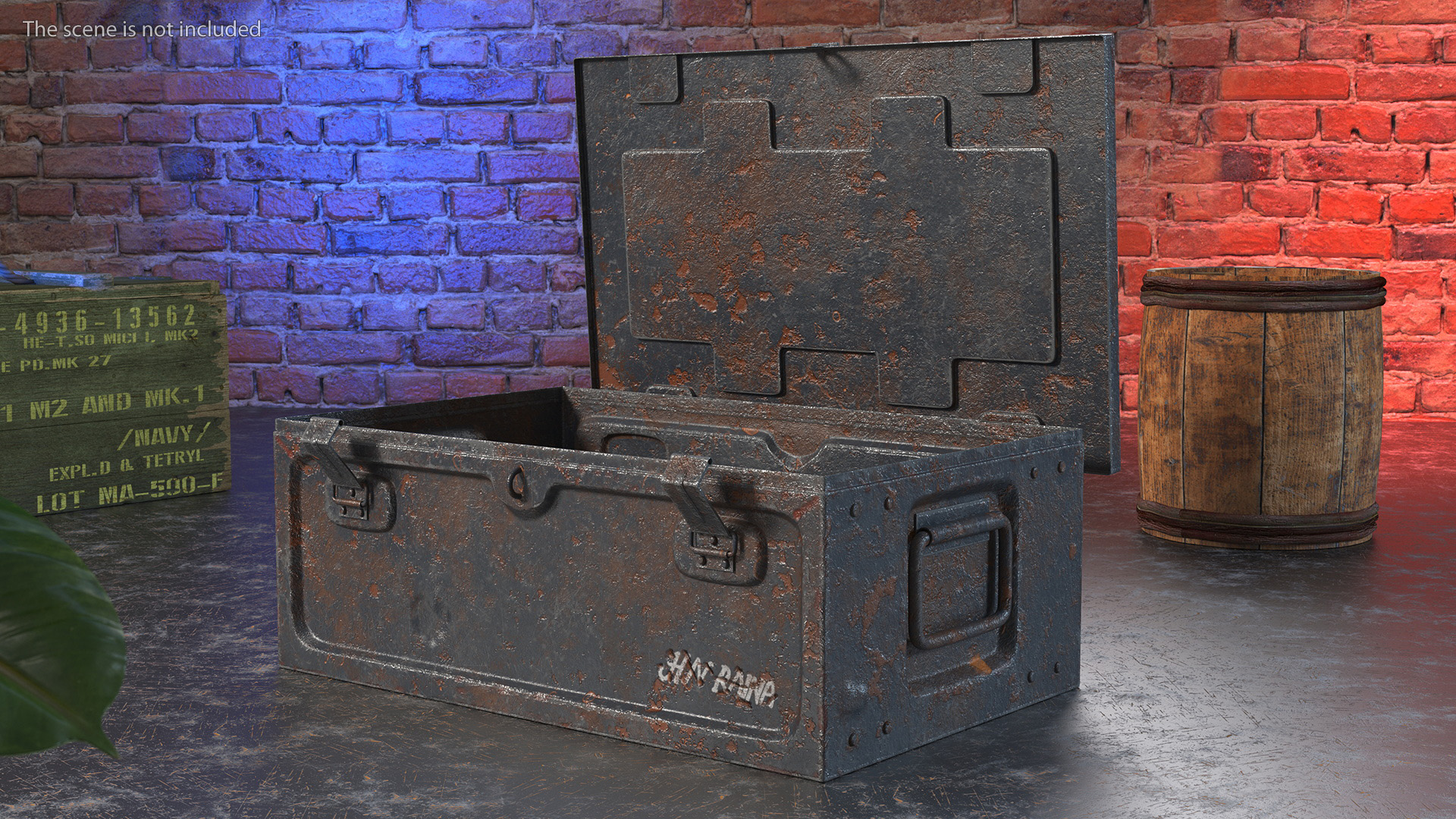 Ammunition Old Metal Box Open 3D model