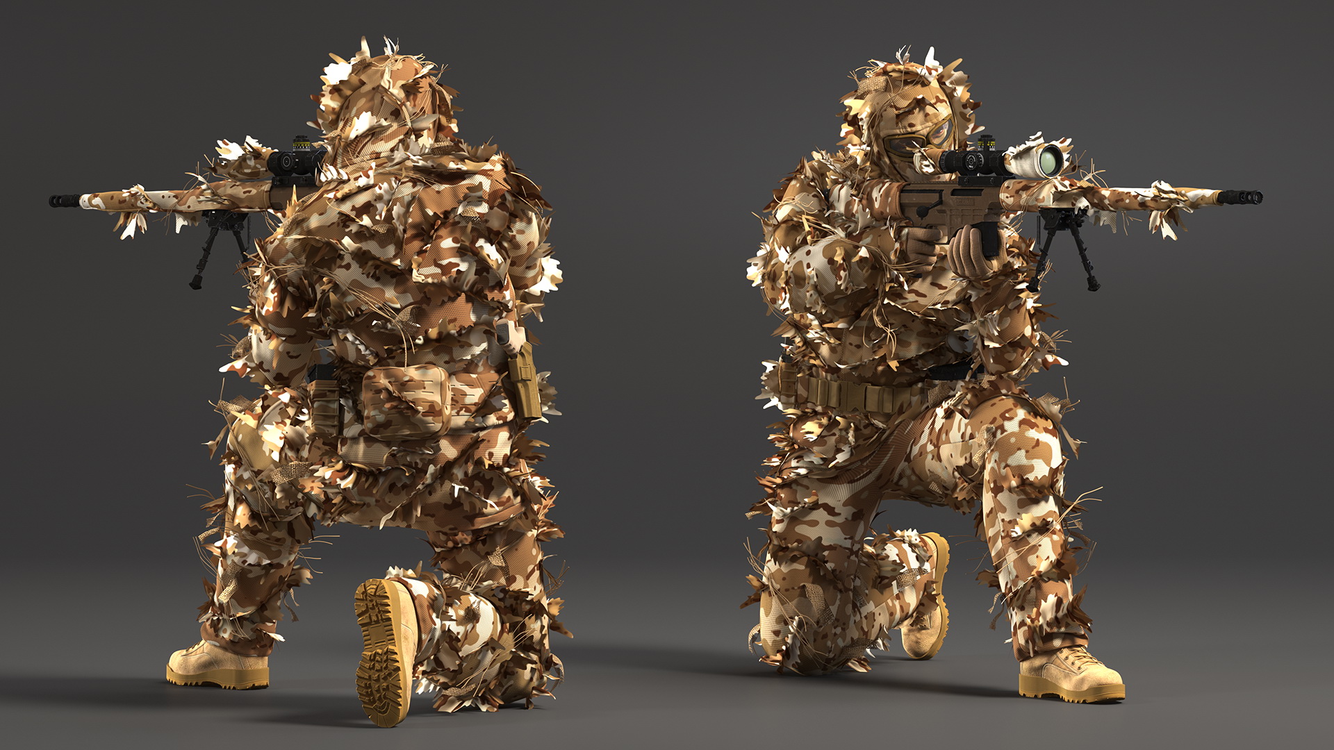 Sniper with Barrett 98 Bravo Rigged for Modo 3D model