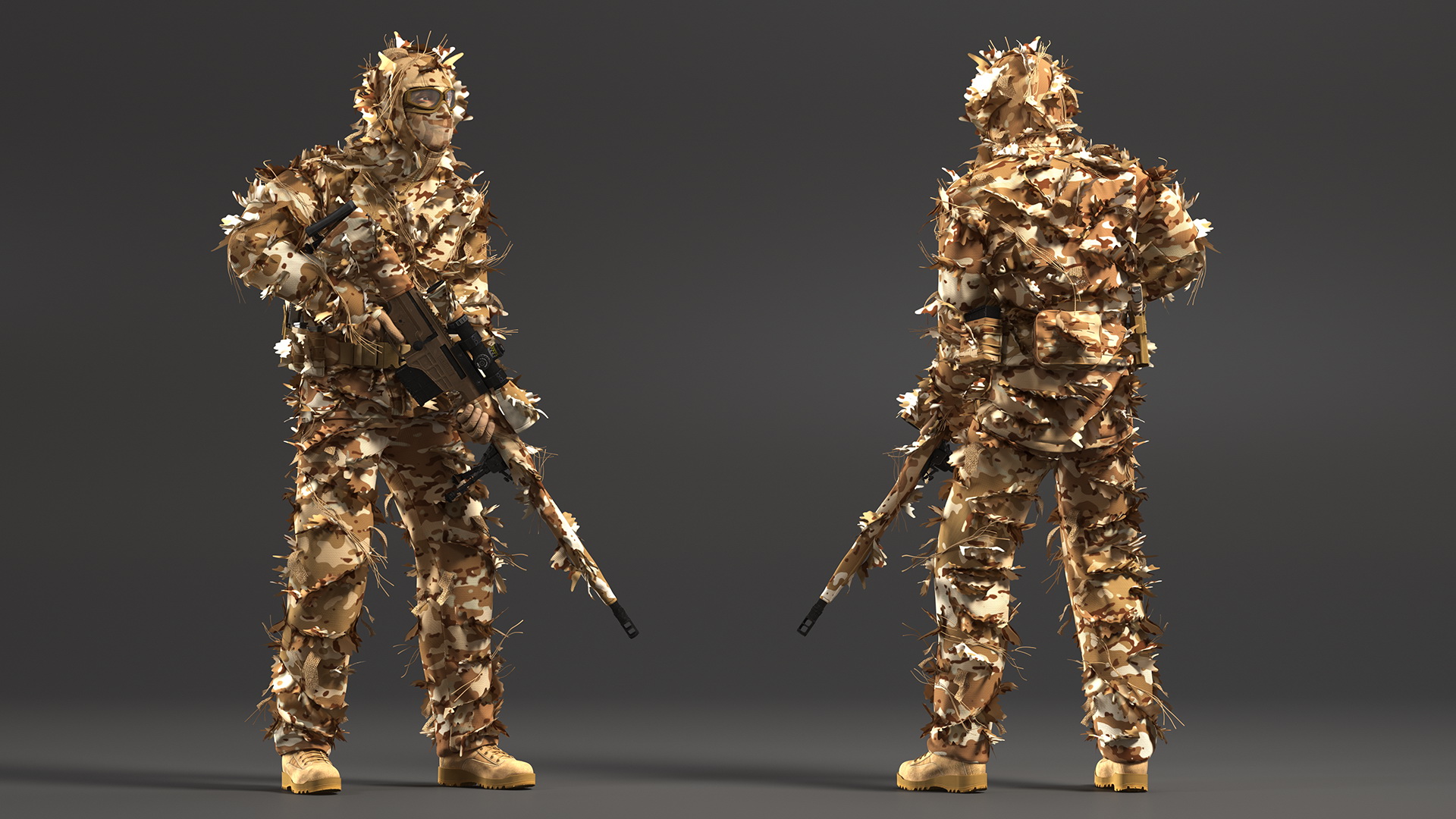 Sniper with Barrett 98 Bravo Rigged for Modo 3D model