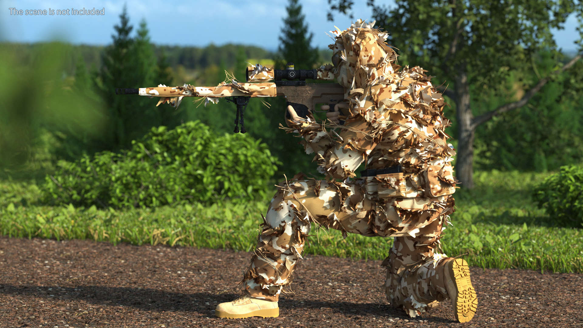 Sniper with Barrett 98 Bravo Rigged for Modo 3D model