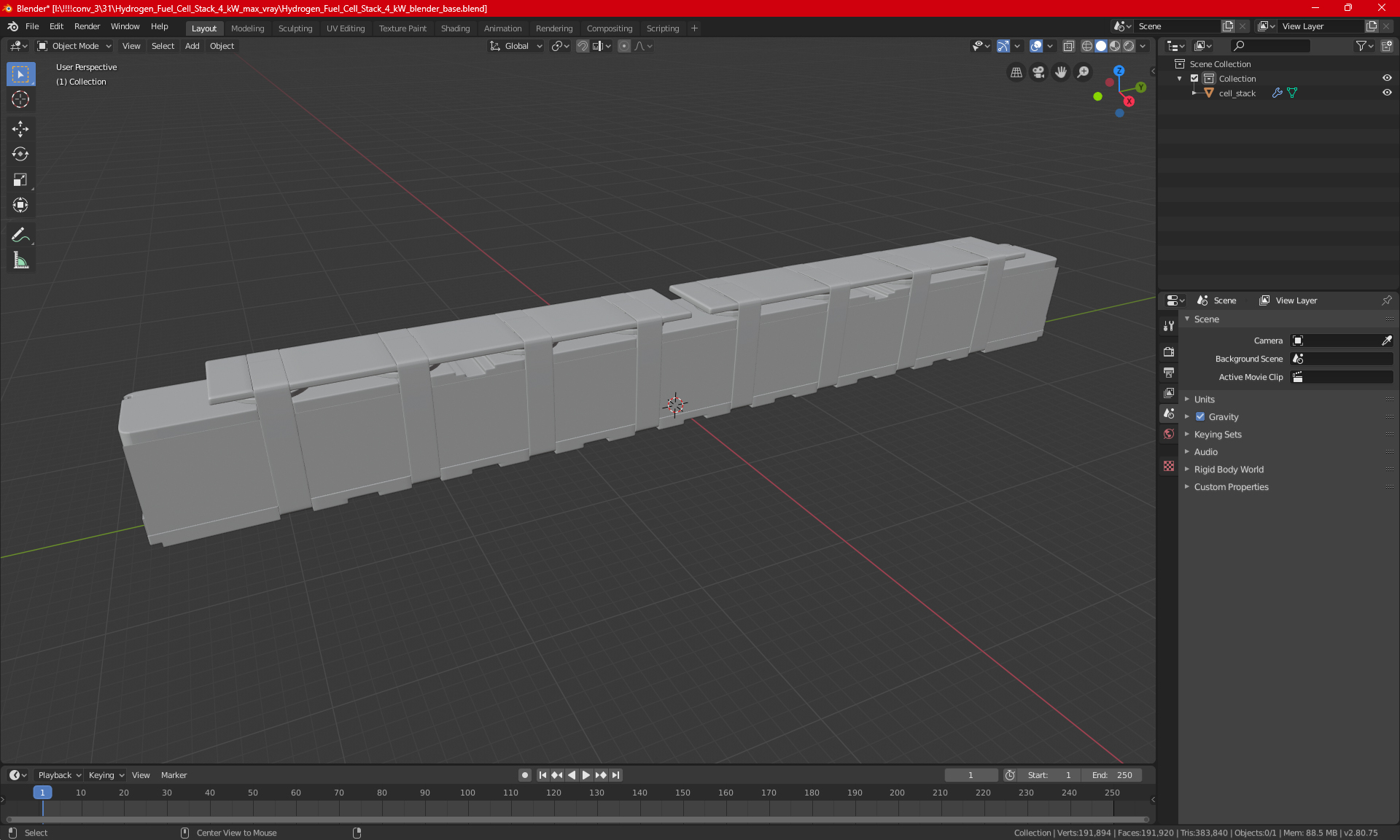 Hydrogen Fuel Cell Stack 4 kW 3D model