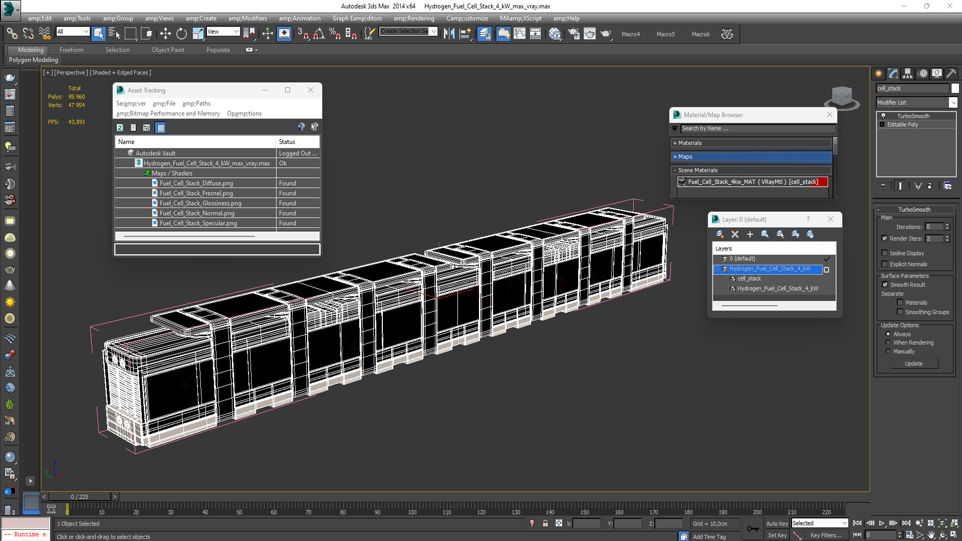 Hydrogen Fuel Cell Stack 4 kW 3D model