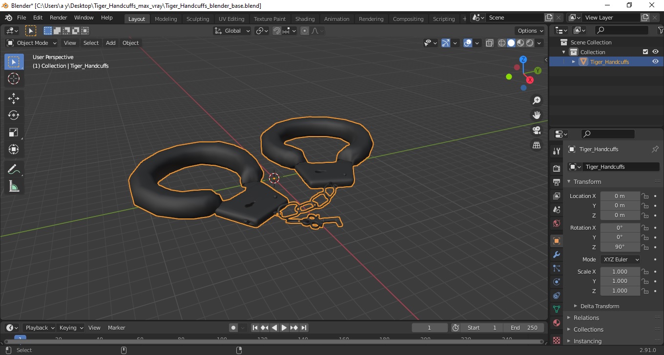 3D model Tiger Handcuffs