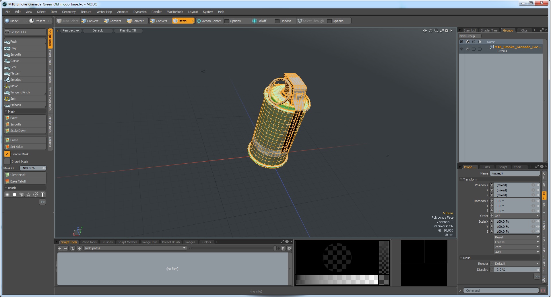 M18 Smoke Grenade Green Old 3D