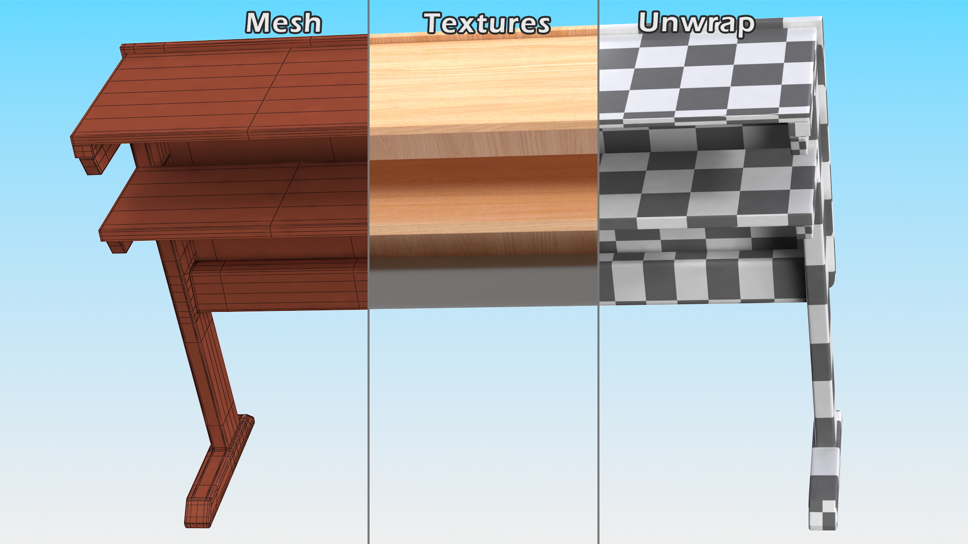 3D model University Seating System Table For Two Seats