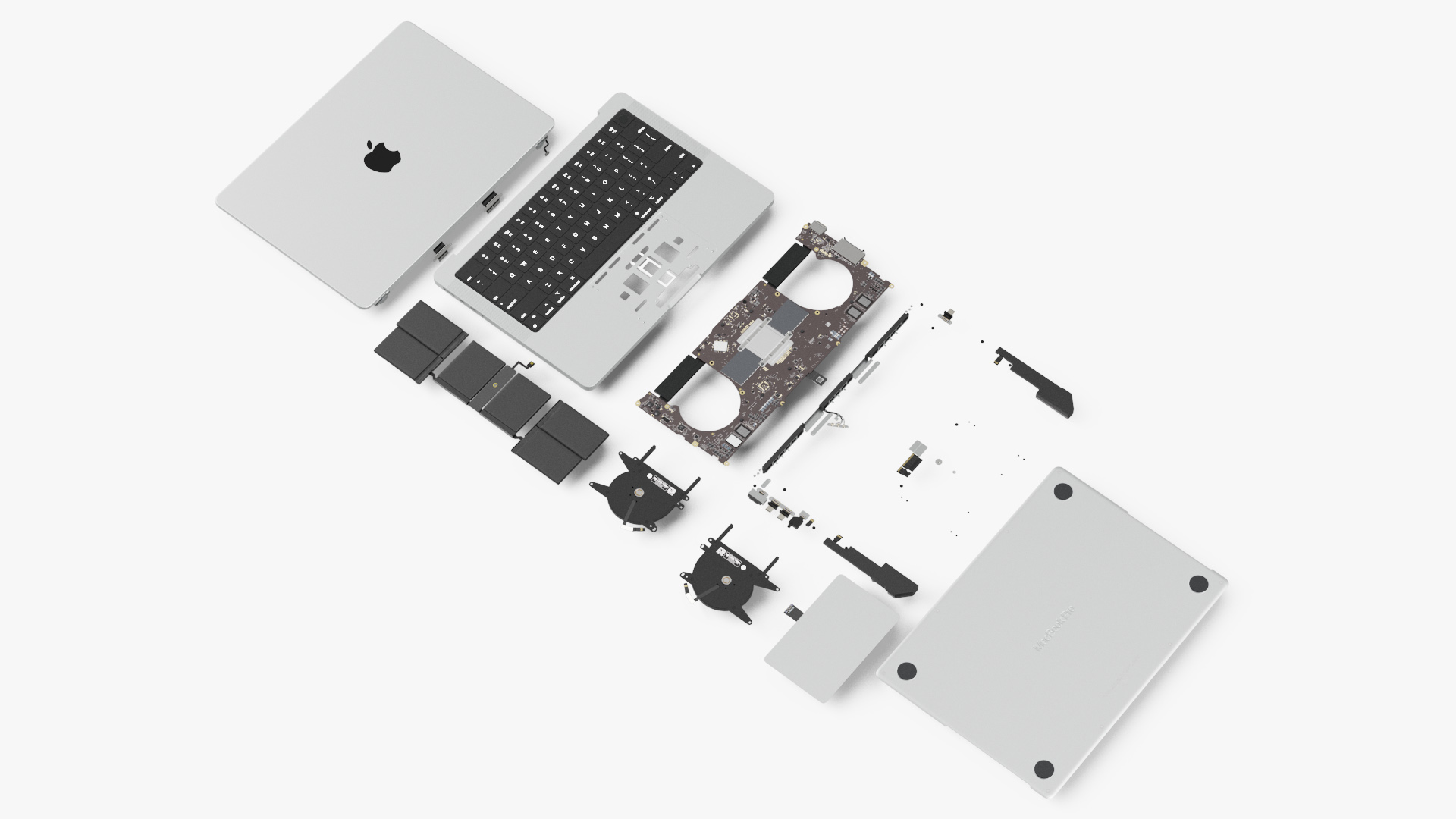 3D Disassembled Components MacBook Pro 14 M2