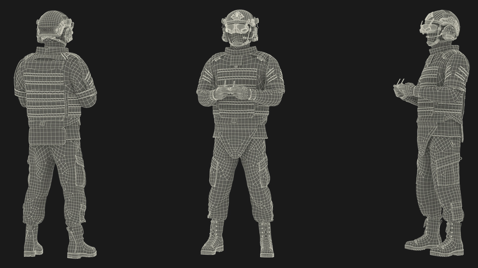 FPV Drone Operator in Desert Camouflage with Remote Control in Hands Fur 3D