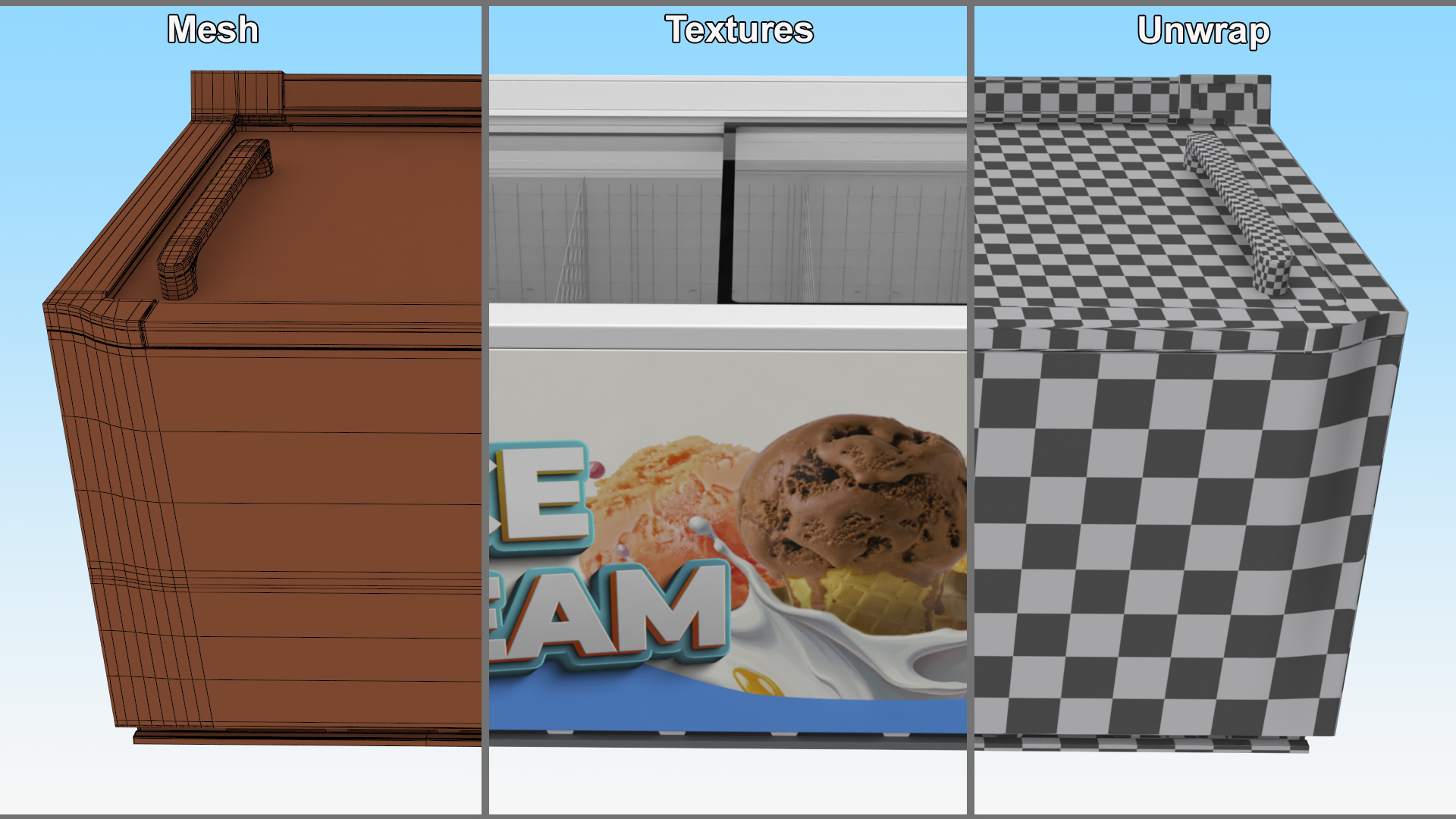 3D Ice Cream Chest Freezer model